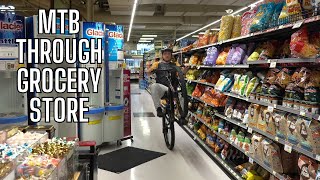 Mountain Biker Tackles The Grocery Store