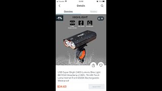 2400 Lumen Bike Light Review from Wish.com  PART 1
