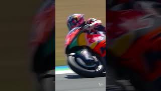 Motorcycle rider Pedro Acosta saves himself...