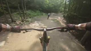 Following a guy down Hellion at Highland Bike Park
