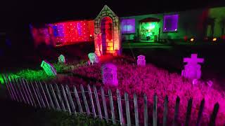 Halloween lighting yard display update 2023