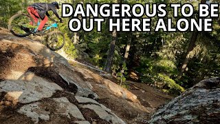 Solo Mountain Biking A Remote Gnarly Double...