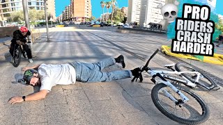 PROFESSIONAL MTB RIDERS CRASH THE FAMOUS CITY...