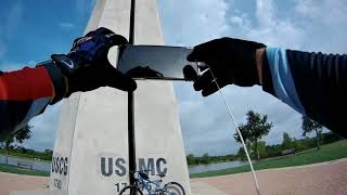 RIDING THE GRAVEL TRAIL AT MEMORIAL PARK IN...