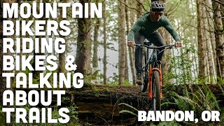 Mountain Bikers Riding Bikes Talking Trails |...