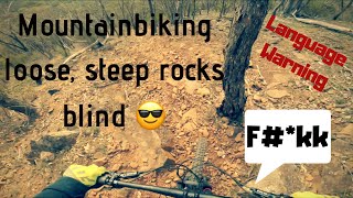Riding a downhill trail blind in Maldon...