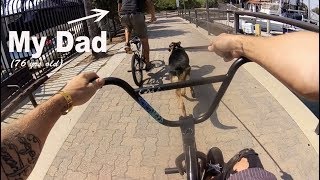 BMX STREET RIDING WITH MY DAD (he's 76 yrs old)