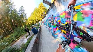 FLAT OUT RIDING DOWN THIS ABANDONED BOBSLED TRACK!