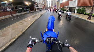 YZ85 WHEELIES THROUGH THE CITY IN THE RAIN!