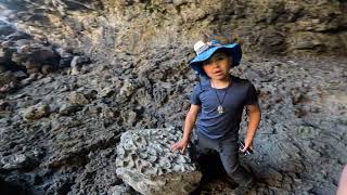 Exploring the Indian Tunnel lava tube at...
