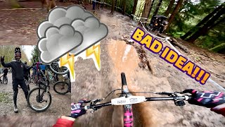 I RACE A DOWNHILL MTB RACE IN STORM HERMINIA!!!