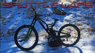 Shuttle Laps in the SNOW! Hitting Legit DH...