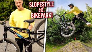 SLOPESTYLE BIKE vs. BIKEPARK! Downhill Strecke...