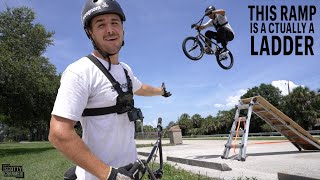 We Built A BMX Ramp Using A Ladder From My Garage!
