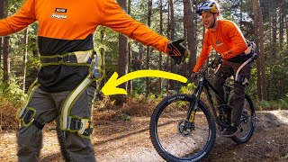 Riding MTB wearing a high power 800W Exoskeleton!