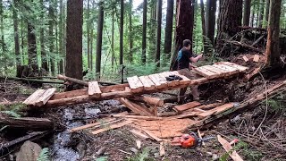 Building A Wooden MTB Bridge Over A Creek!!!