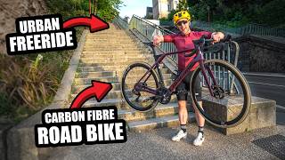ATTEMPTING FREE RIDE ON A CARBON ROAD BIKE!!