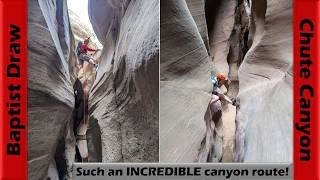 TIGHT slots & 60-ft rappel in Baptist Draw...
