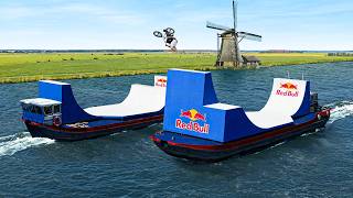 Jumping a Bike Between Two Moving Boats
