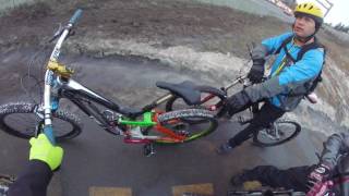 Friendly Mountain Bikers: Stairs downhill...