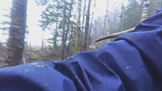 Javelin throw with wood in forest 17.12.2019