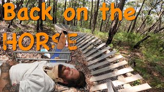 BACK on the trail after a big crash!