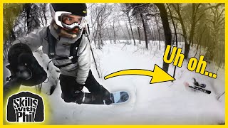 Don't land on your friends! - Snowboarding...