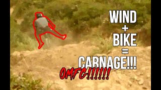 Wind + Mountain Bike = Crash Crashes &...