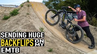 HUGE BACKFLIPS ON MY E-MTB FOR THE FIRST TIME...