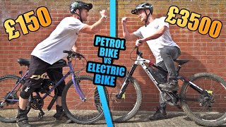 50cc PETROL MOUNTAIN BIKE VS ELECTRIC MTB -...