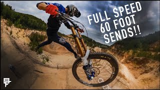 FULL SPEED HUGE DOWNHILL BIKE JUMPS AND DOUBLE...