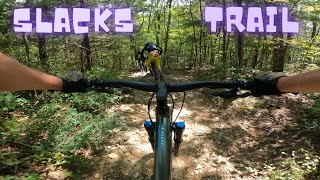 Biking down Slacks Trail at Sherando Lake, VA