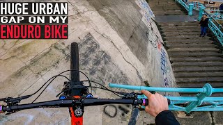 SENDING A HUGE URBAN GAP ON MY ENDURO BIKE//...