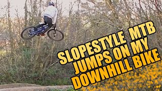 RIDING MY DOWNHILL MTB ON SLOPESTYLE JUMPS!!!