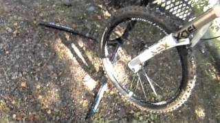 De-mudding a DH bike at the 2011 MTB World...