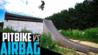 THIS FEELS INSANE!! PIT BIKE VS AIRBAG!!