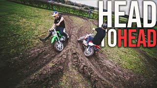 PIT BIKE HEAD TO HEAD WITH NEW RIDERS AT THE TRACK