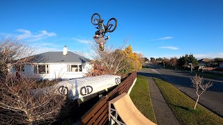 SENDING IT OVER MY MUM'S FENCE -MASSIVE GAP...