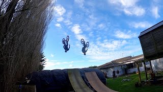 CRAZY DOUBLE RAMP SET UP ONTO THE AIRBAG!!!