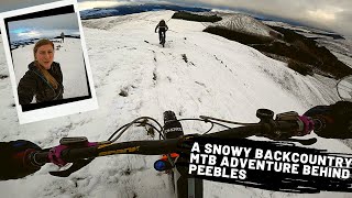 Snowy Backcountry MTB Riding behind Peebles...