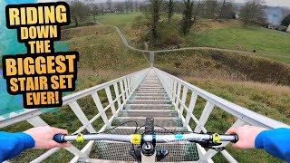 RIDING DOWN THE BIGGEST STAIR SET EVER ON MY...