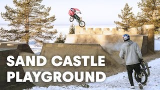 GIANT SAND CASTLE: A frozen BMX playground out...