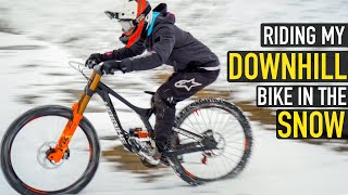 RIDING MY DOWNHILL BIKE IN THE SNOW WAS SO...