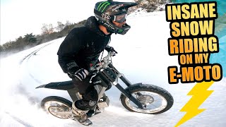 INSANE SNOW RIDING ON MY ELECTRIC MOTOCROSS...