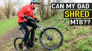 MTB WITH DAD// CAN DAD SHRED BIKES!?