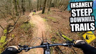 RIDING INSANELY STEEP DOWNHILL MTB TRAILS ON...