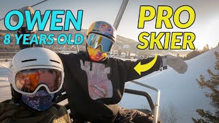 8 Year Old Learns Tricks from Pro Skier Cody...