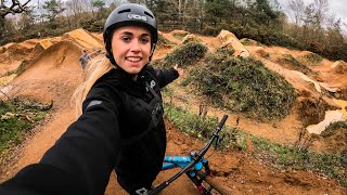 RIDING INSANE DIRT JUMPS AND PUMP TRACK ON THE...