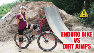RIDING MY ENDURO BIKE ON DIRT JUMPS!