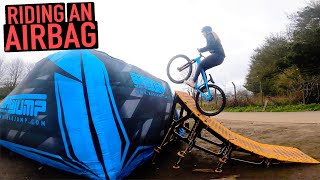 RIDING THIS PORTABLE AIR BAG JUMP WAS SO SCARY!